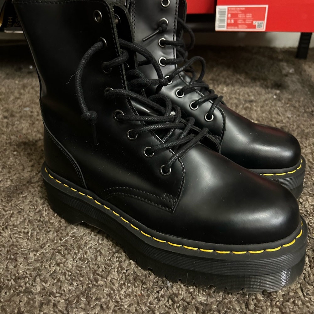 Black Leather Combat Boots